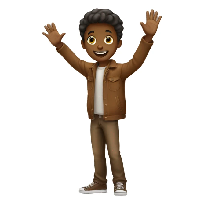 boy waving hi brown  sticker