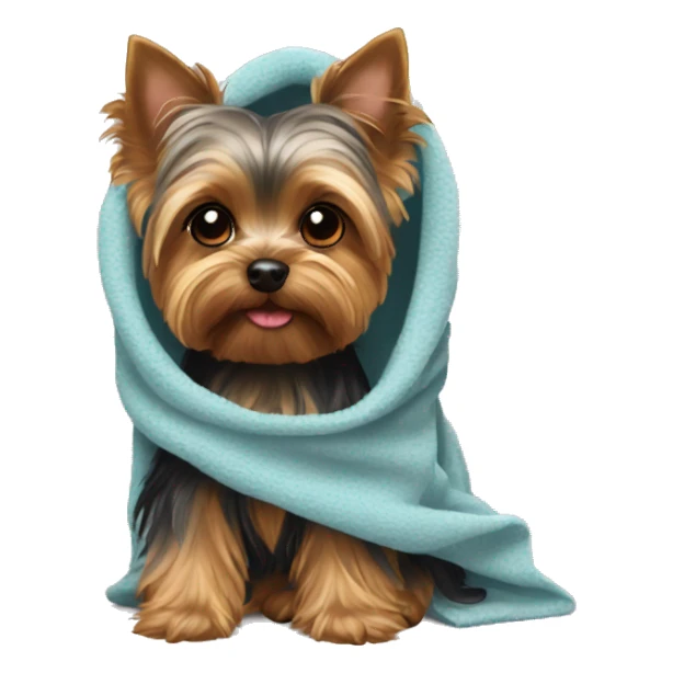 Yorkie with a blanket on sticker