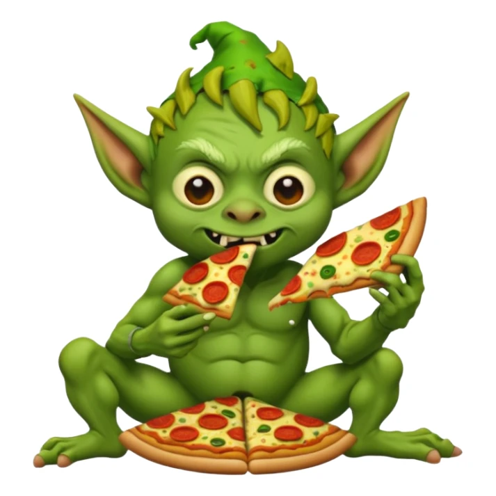 Goblin eating pizza sticker