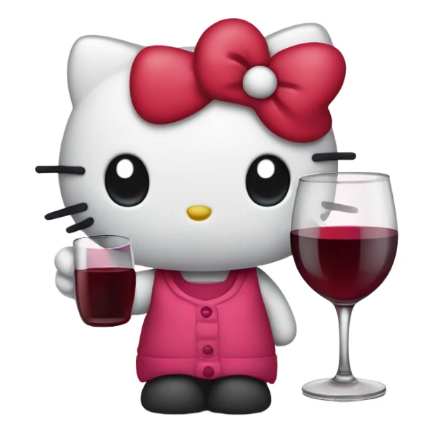 Hello Kitty drinking red wine sticker