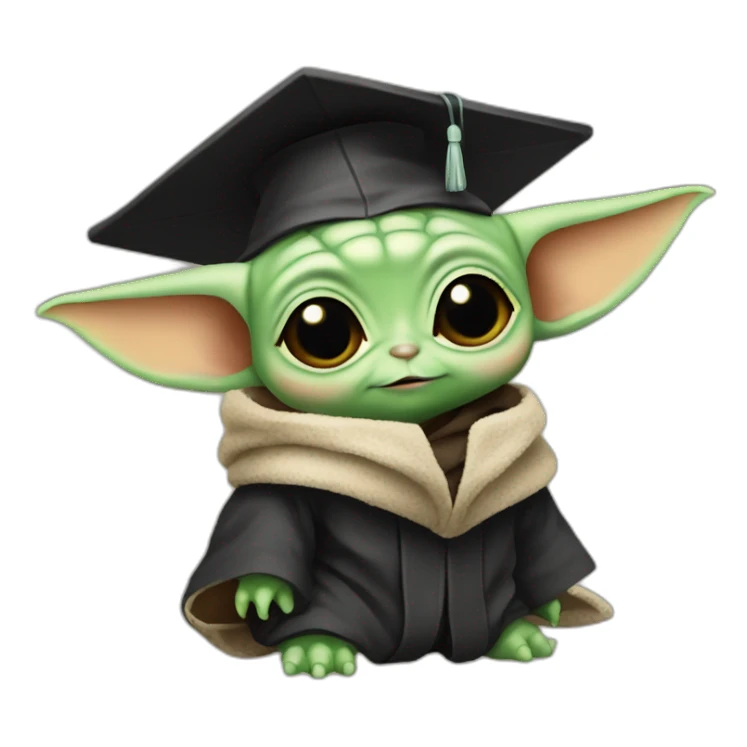 baby yoda with a mortarboard sticker