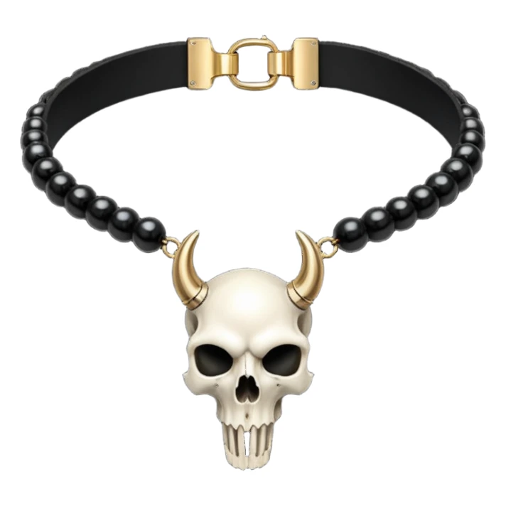 Black beaded choker with animal skull sticker
