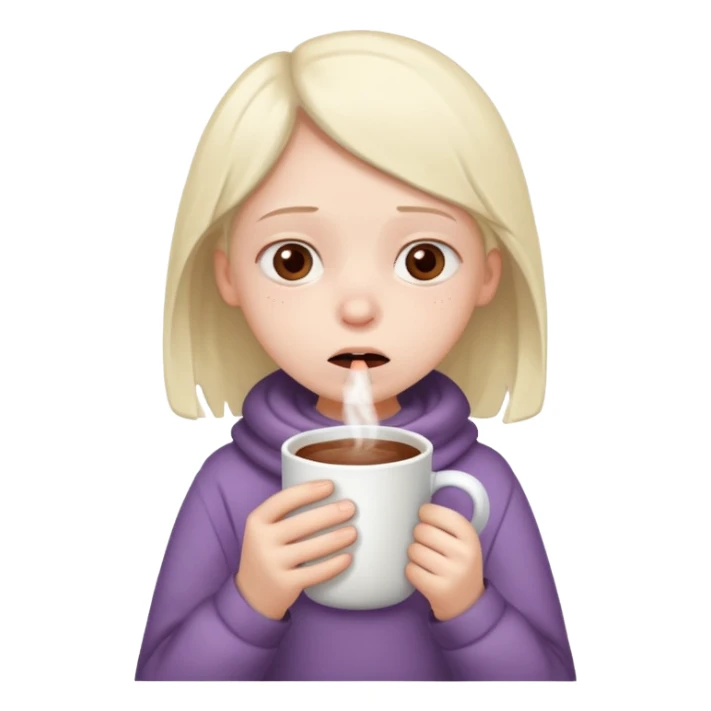 sick child drinking hot drink sticker
