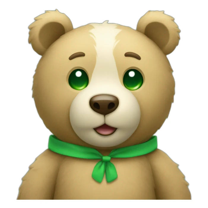 A teddy bear connecting two dots with a green line sticker