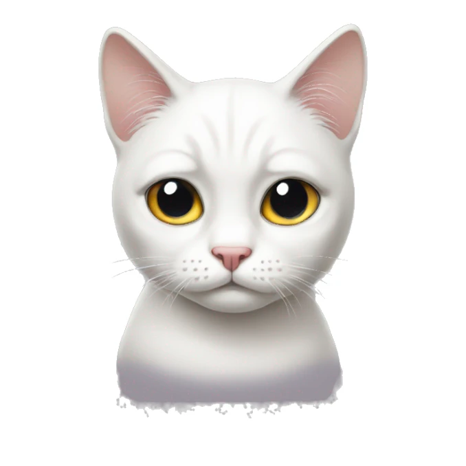 White cat with sad eyes  sticker