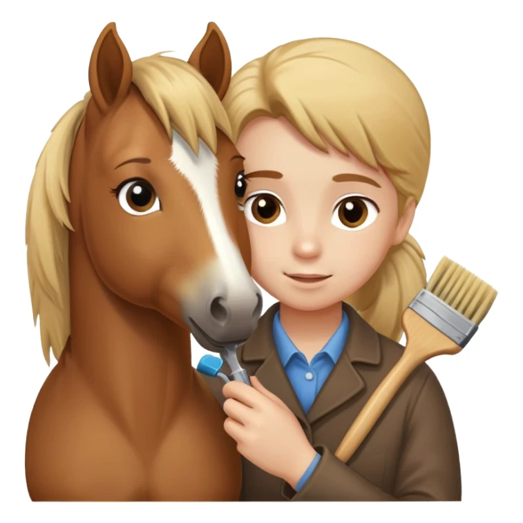 person grooming a pony sticker