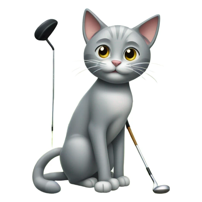 Grey cat golfing  sticker