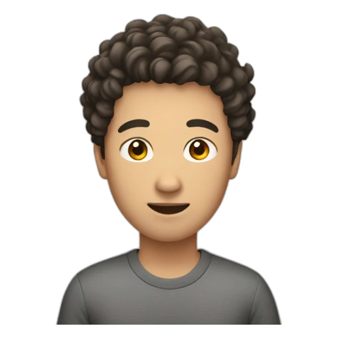 Asian man with curly brown short haired sticker