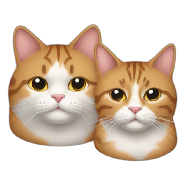 Two fat cats, one tabby and one white sticker