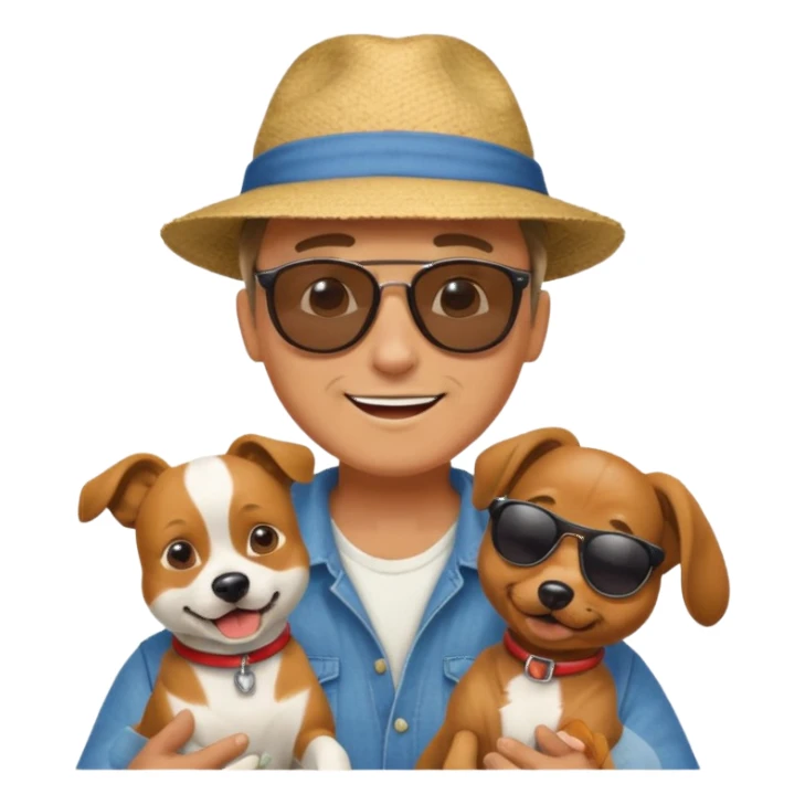 Men is playing with his dog sticker