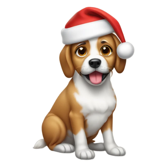 Dog wearing Santa hat sticker