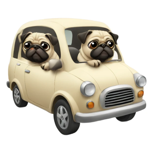 2 pugs in a car sticker