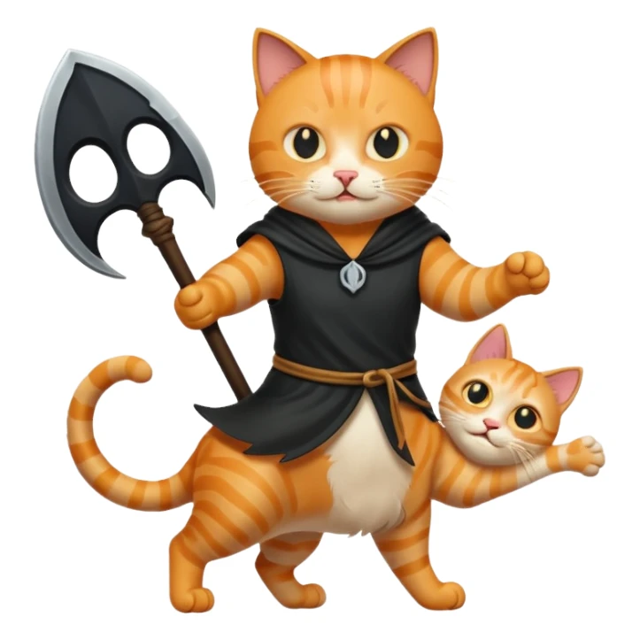 cat defeating grim reaper triumphantly sticker