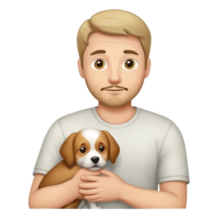 Man holding a dog sticker