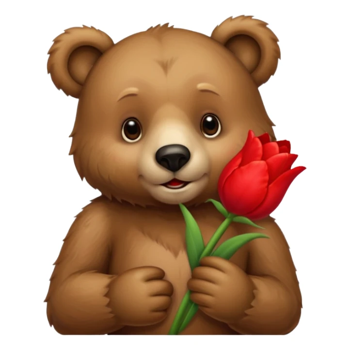 bear hold a flower tulip  sticker