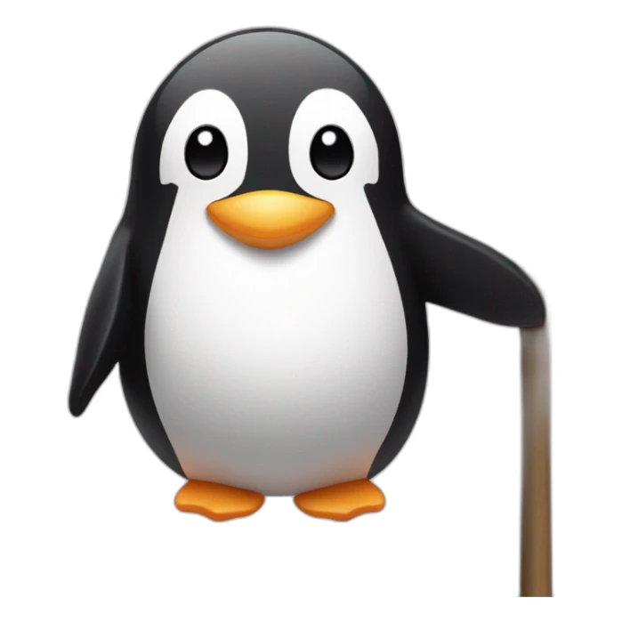 Pinguin wearing a pink short on a pole bar sticker