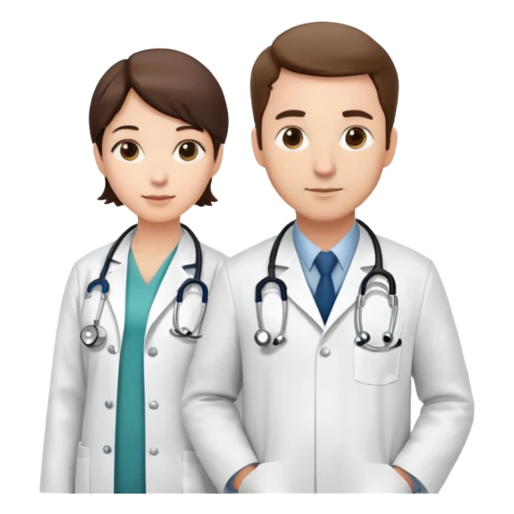 Two doctors standing side by side with stethoscopes and white coats sticker