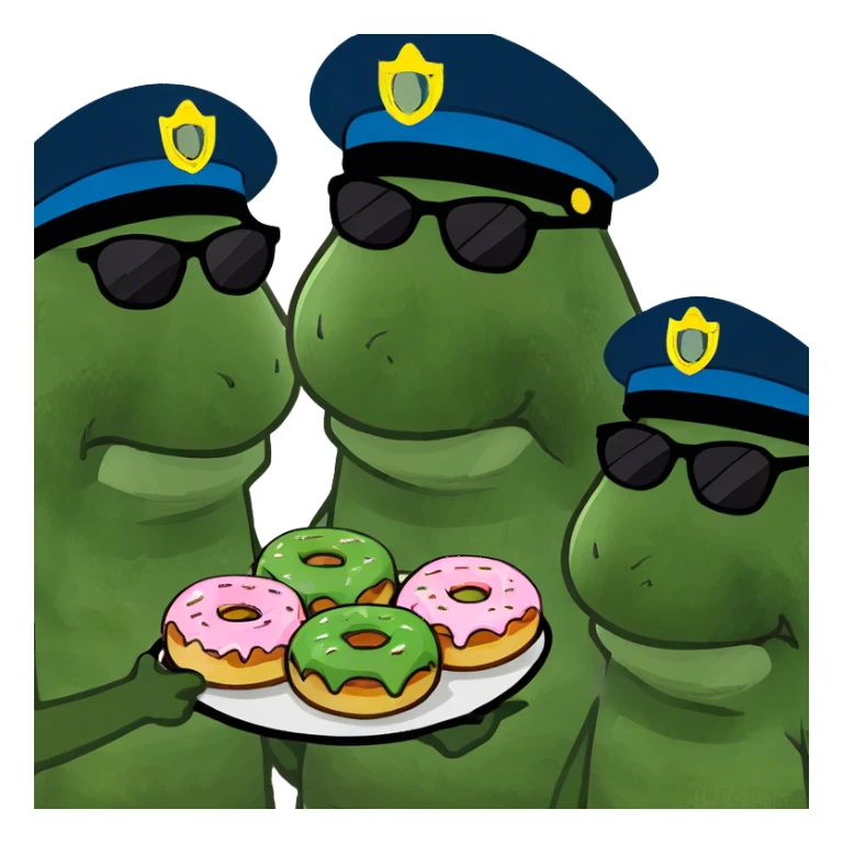 Police eating donuts sticker