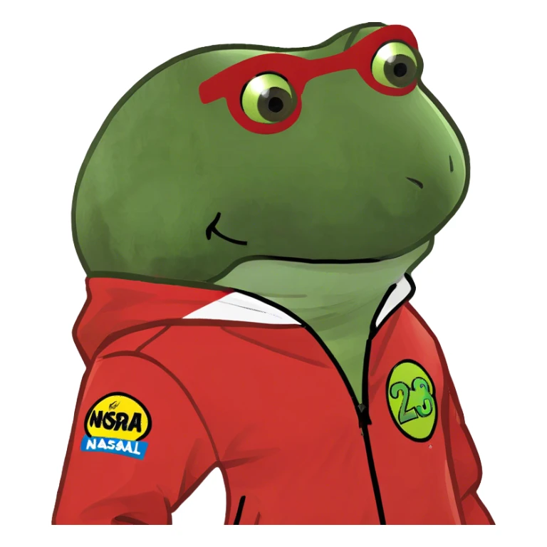 wearing a red nascar jacket with no text sticker