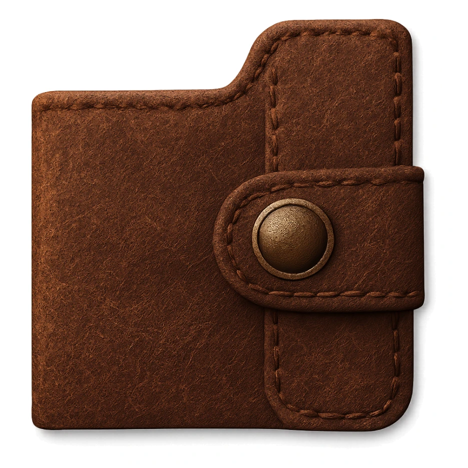 folder tab as a leather strap with a button, inspired by antique journals, vintage and rustic look sticker