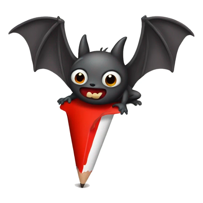 Bat eating a red crayon sticker