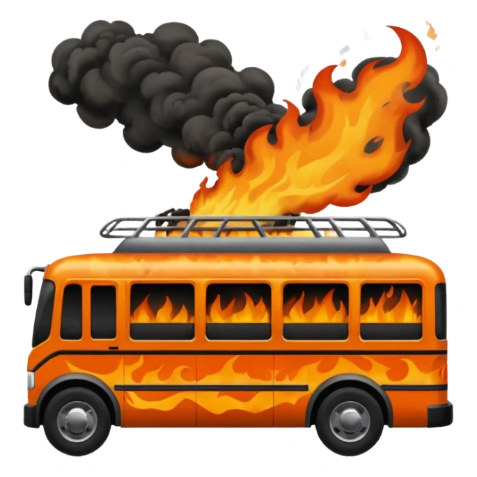 Bus running person over on fire sticker