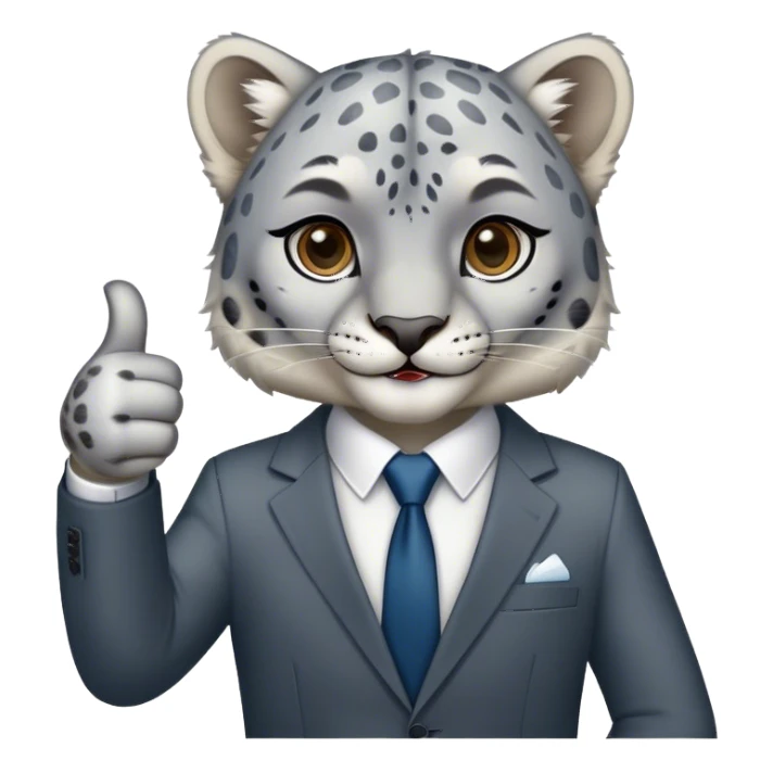 snow leopard in suit shows thumb up sticker