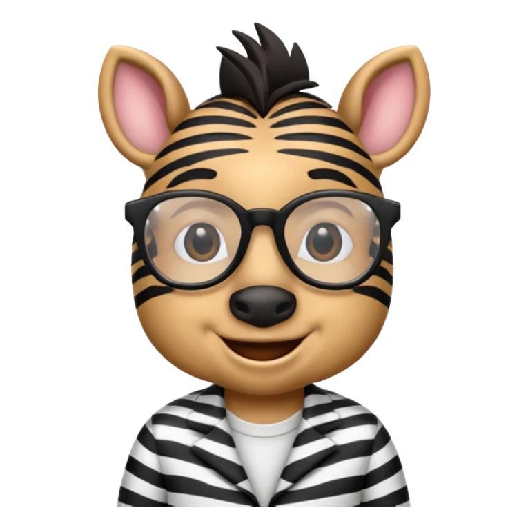 zebra with glasses sticker