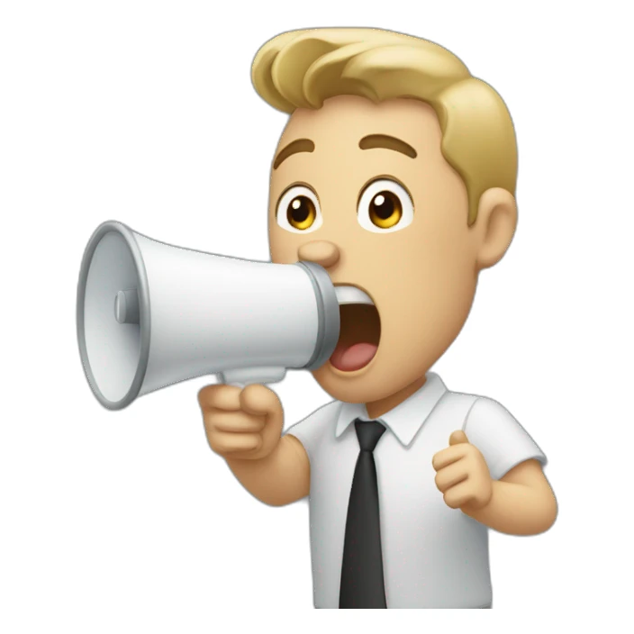 man yell with a megaphone sticker
