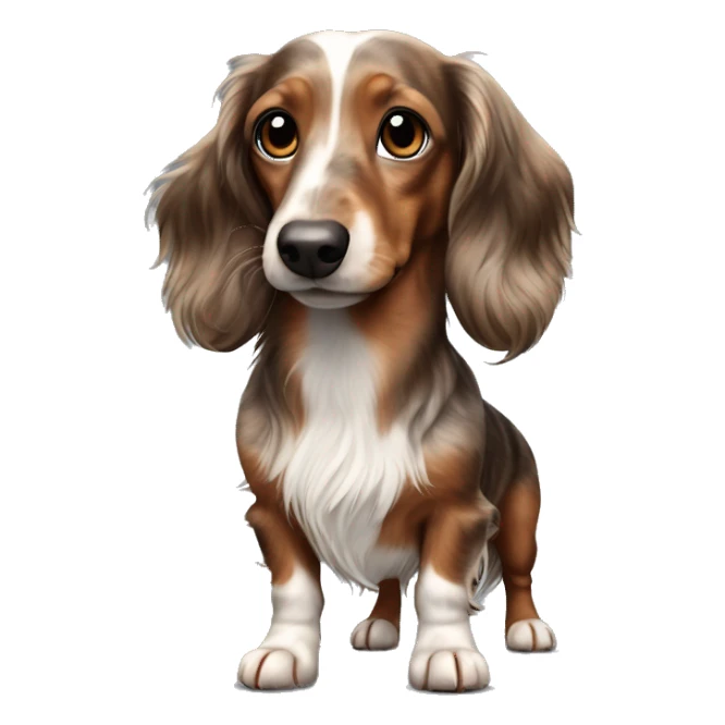 brown Merle long haired Dachshund full body sticker