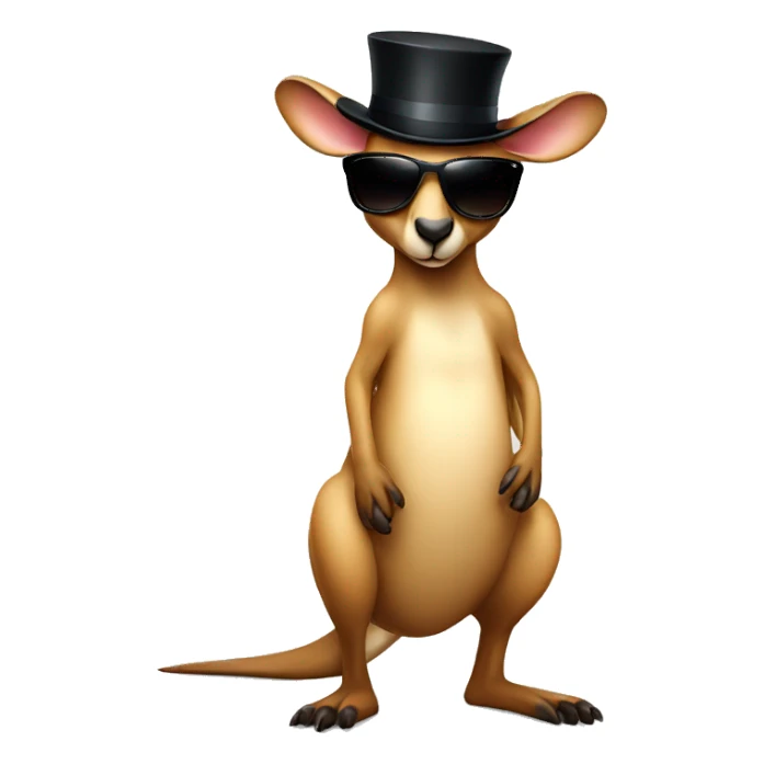 Kangaroo wearing a bikini, sunglasses & top hat sticker
