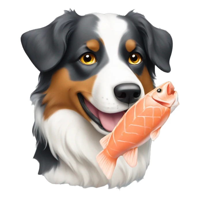 Australian Shepard eating salmon sticker