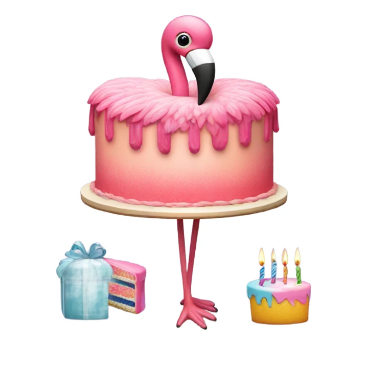 Flamingo with a birthday cake  sticker
