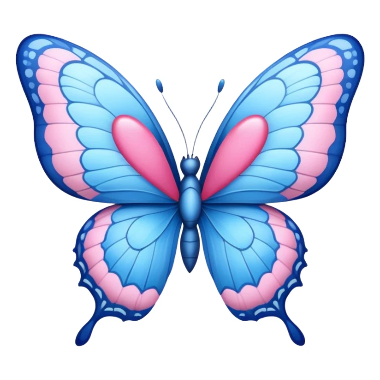 Blue butterfly with a pink heart sticker