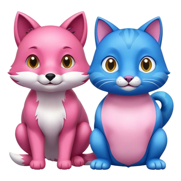 A pink fox turtle and a blue cat turtle sticker
