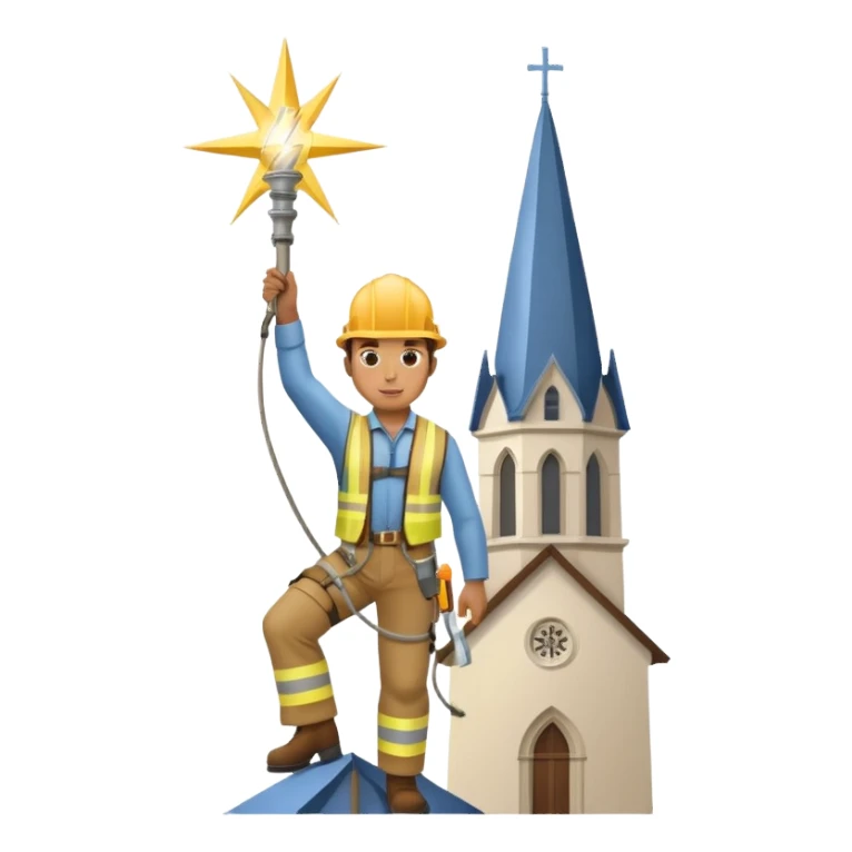 steeplejack man lightning conductor on a church spire sticker