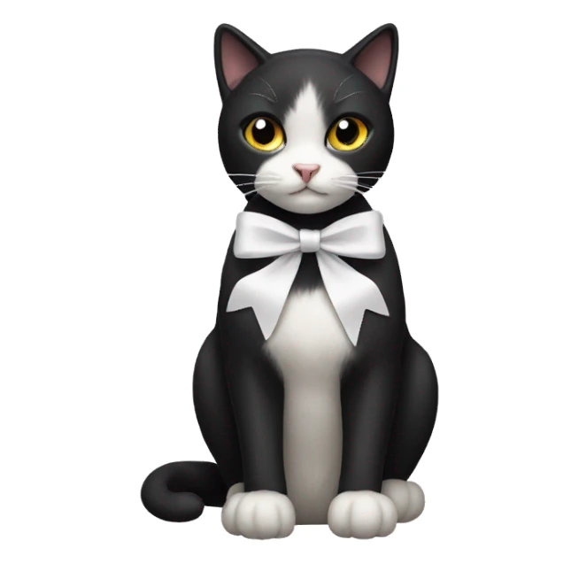 black cat with white bow sticker