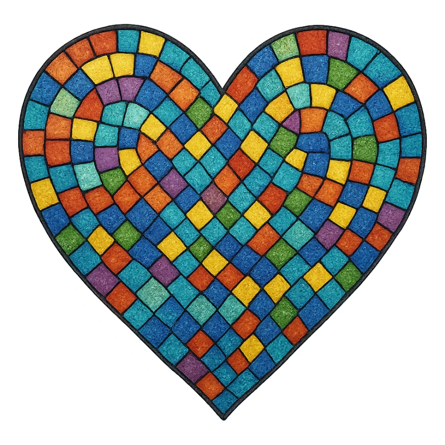 heart with a mosaic tile pattern sticker
