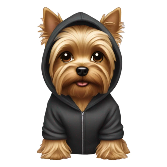 Yorkie with a hoodie sticker