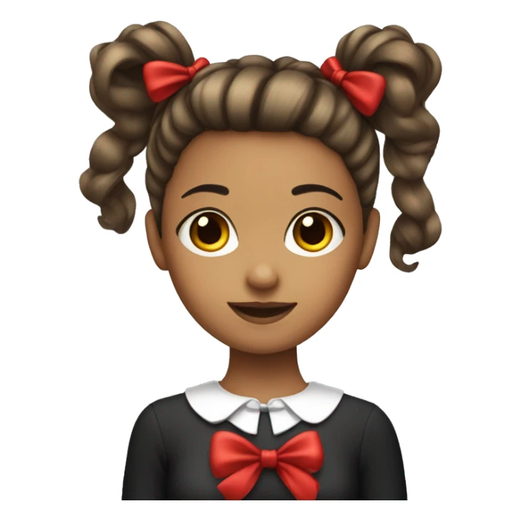 A girl with split dyed hair and a red bow  sticker