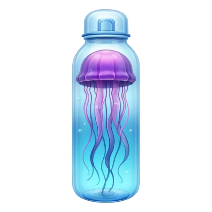 sea jellyfish, plastic bottle sticker
