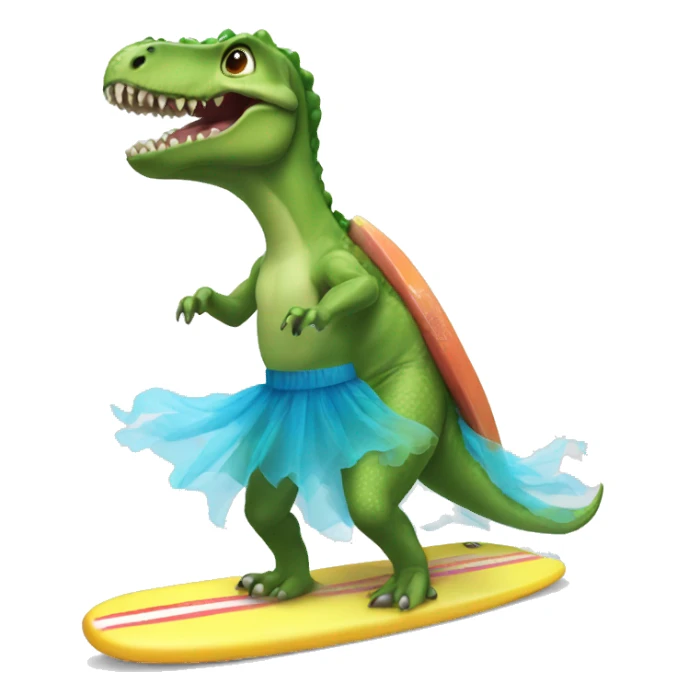 Dinosaur wearing tutu in surf board sticker