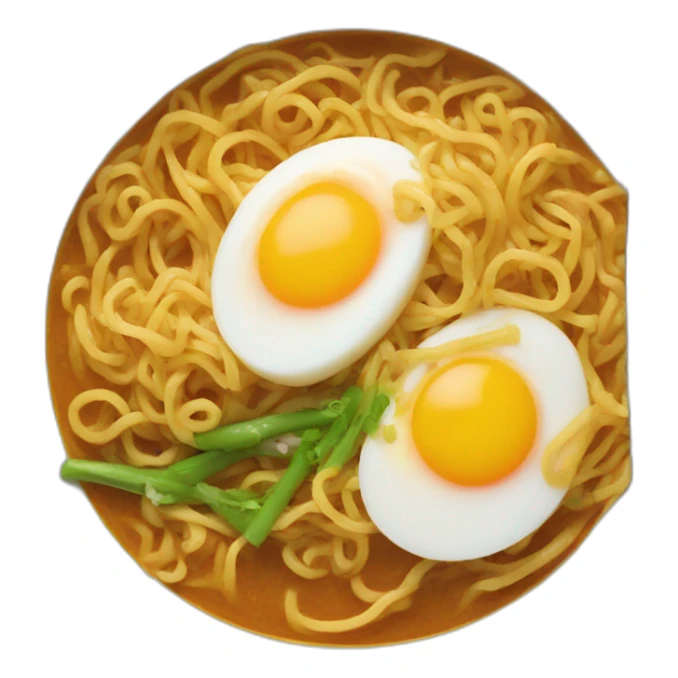 a bowl off curry noodle with egg sticker