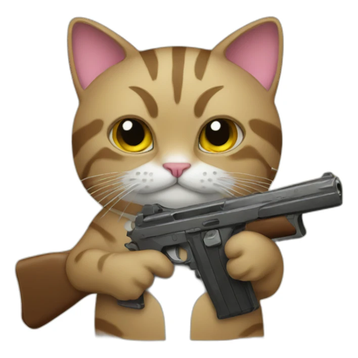CAT with a gun emoji sticker