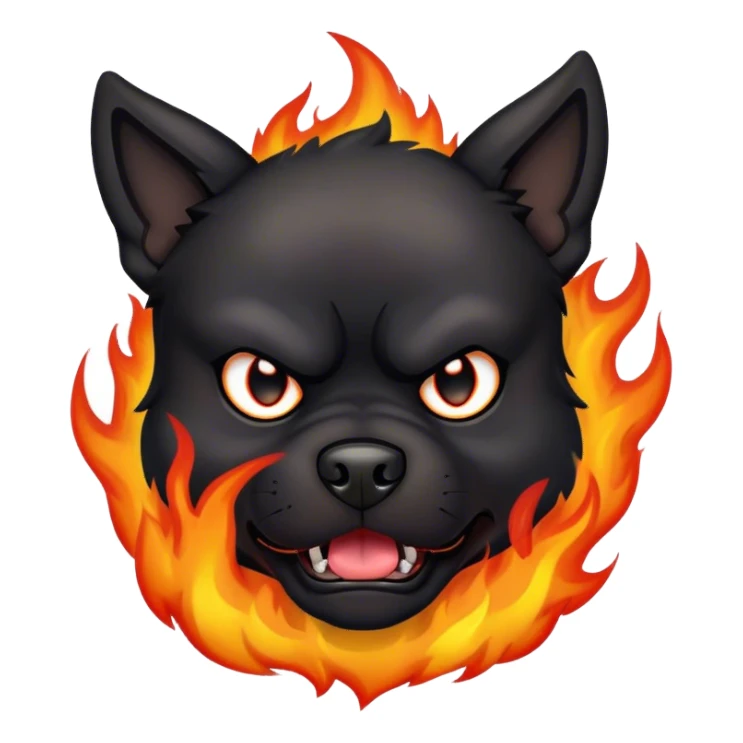 black angry Dog on fire sticker