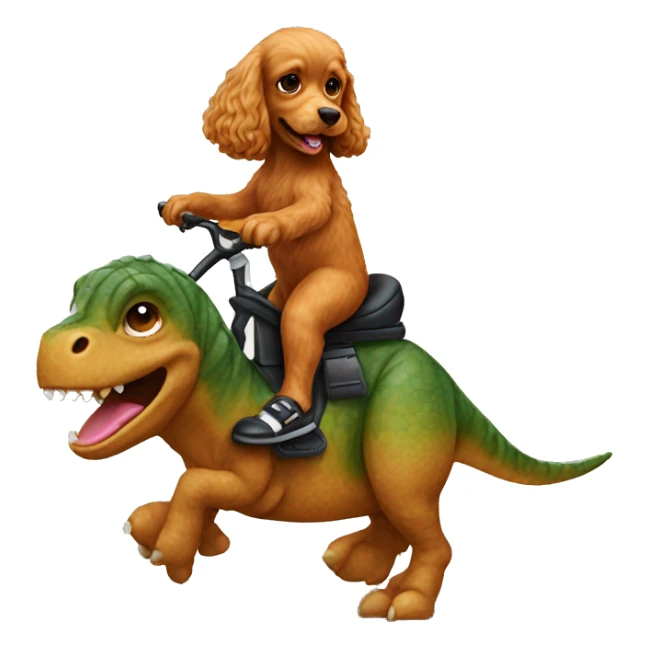 Cocker poo riding a dinosaur  sticker