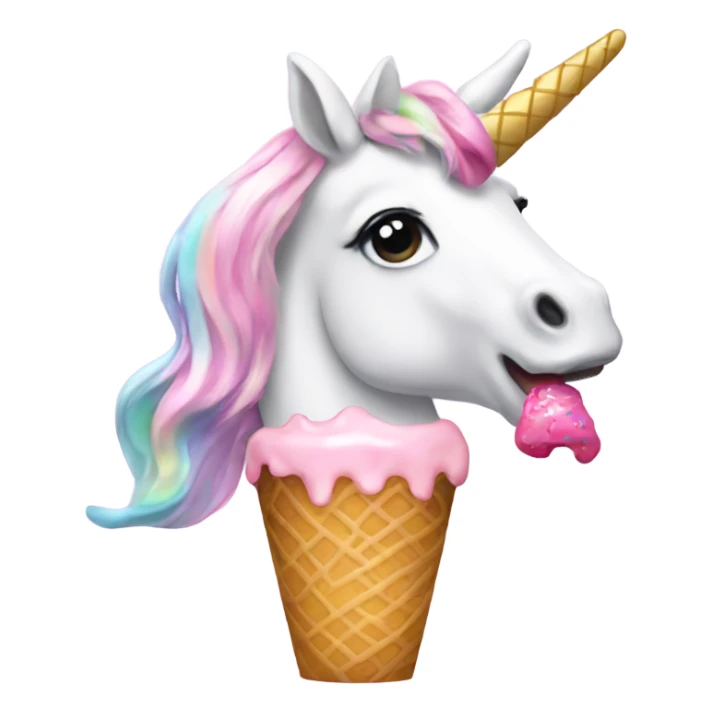 Unicorn eating icecream with preppy nails sticker