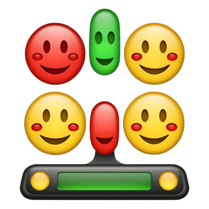 A statisfaction scale with three smileys (red, yellow, green) sticker