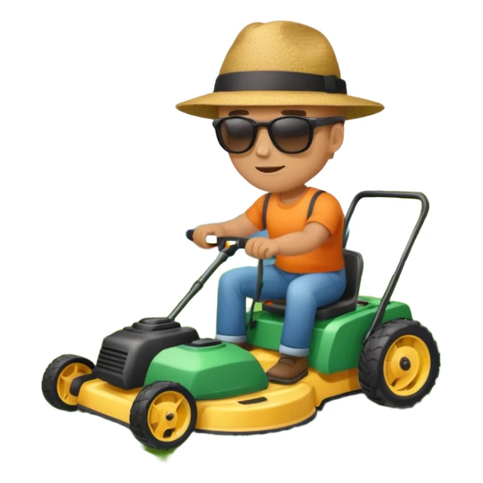 man mowing lawn sticker