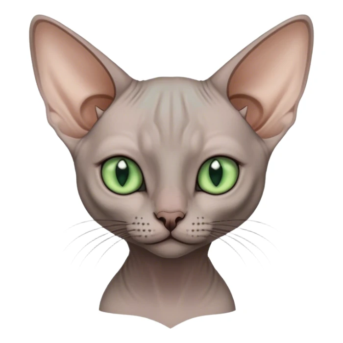 Grey, pixie sphinx cat with green eyes sticker